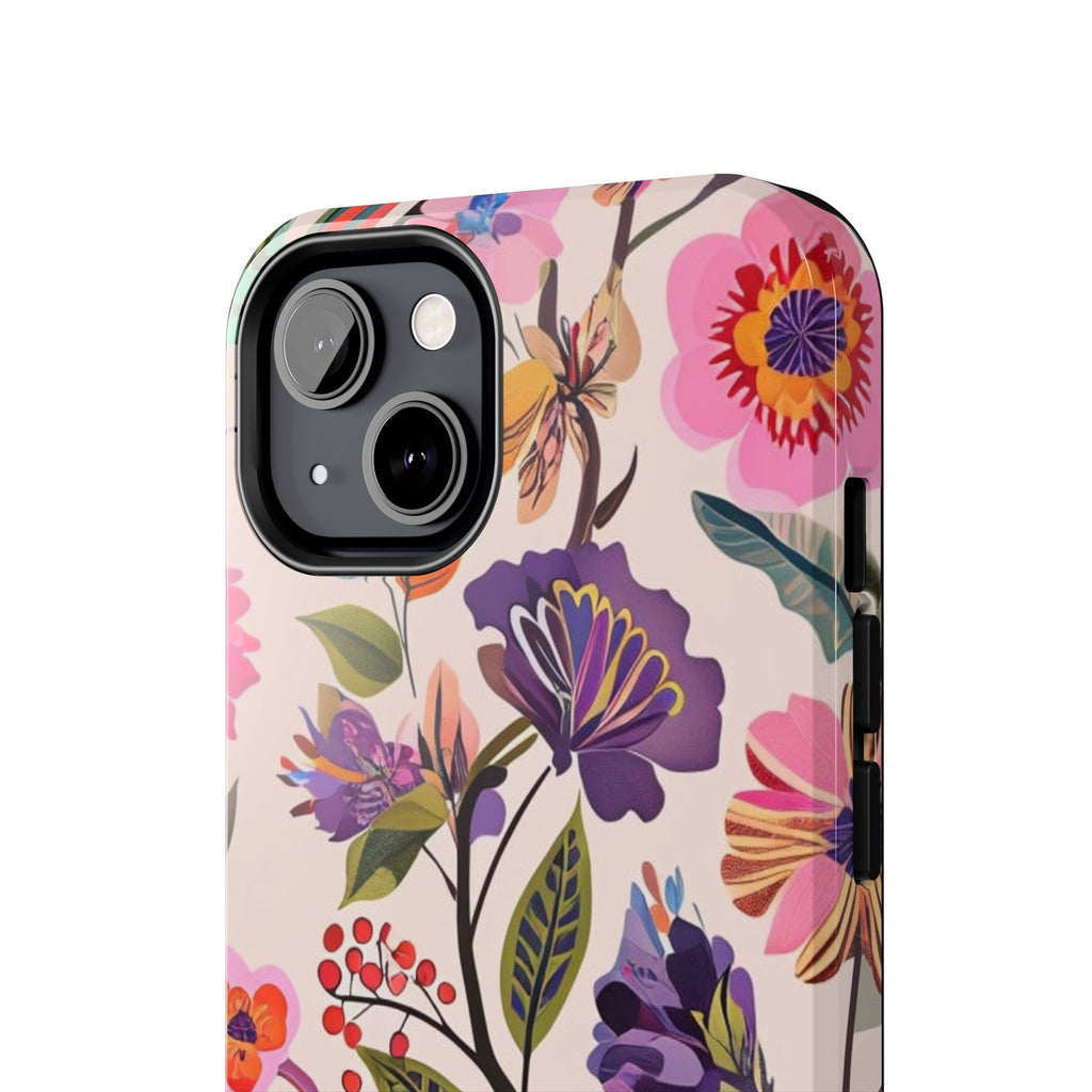 Floral Tough Phone Case – Colorful Botanical Flower Design