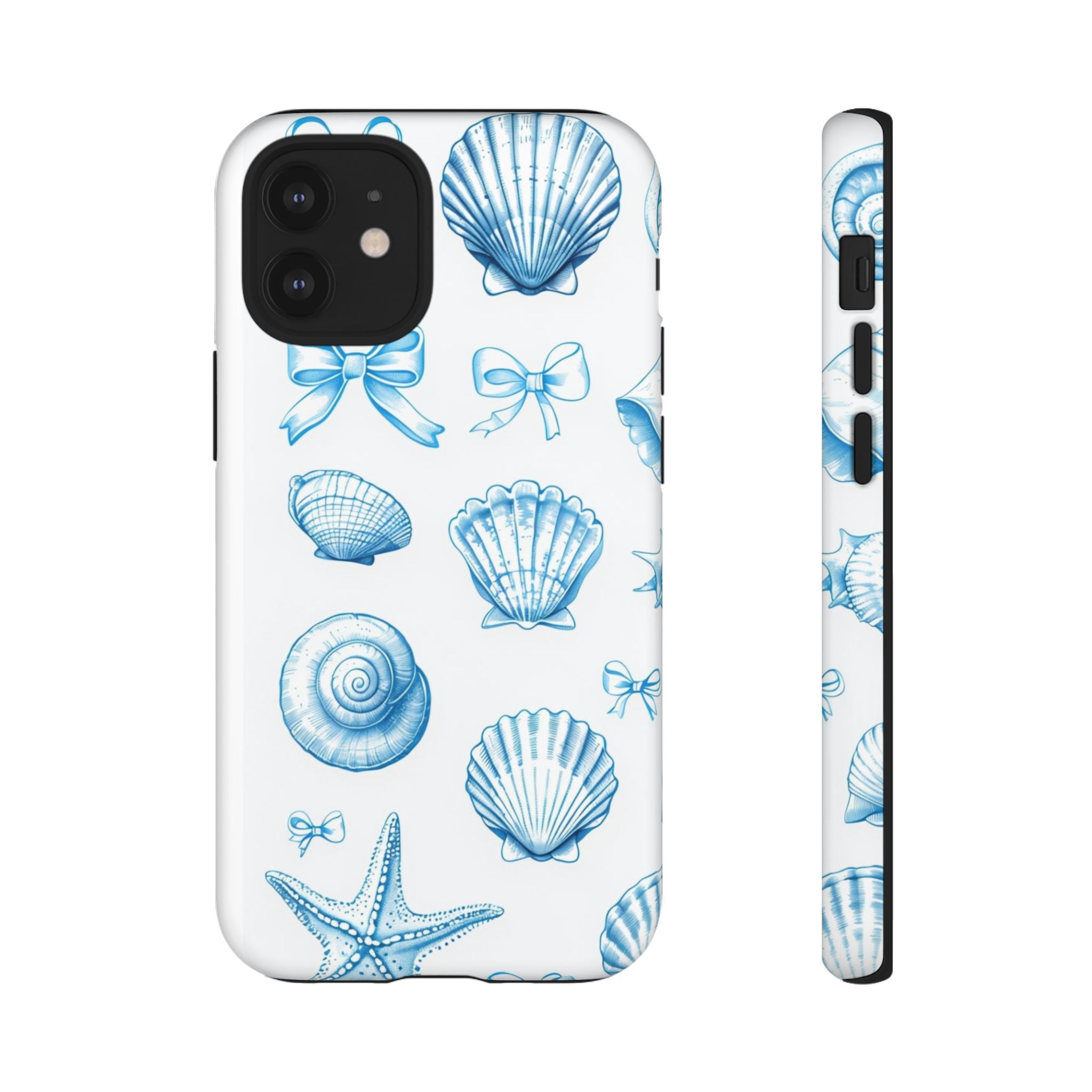 Seaside Shells Phone Case — Blue Nautical Shell & Starfish Pattern