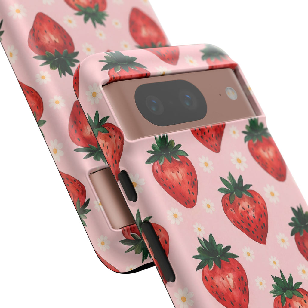 Strawberry Pattern Tough Case — Cute Pink Fruit Phone Case