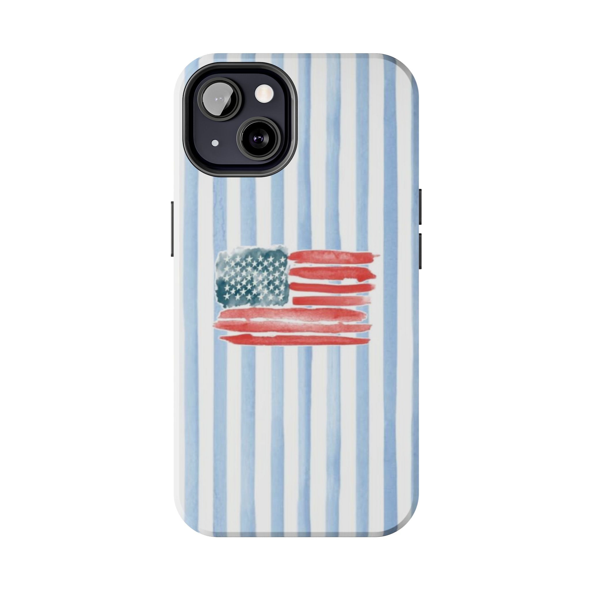 American Flag Watercolor Tough Phone Case — Blue Striped Patriotic Phone Case