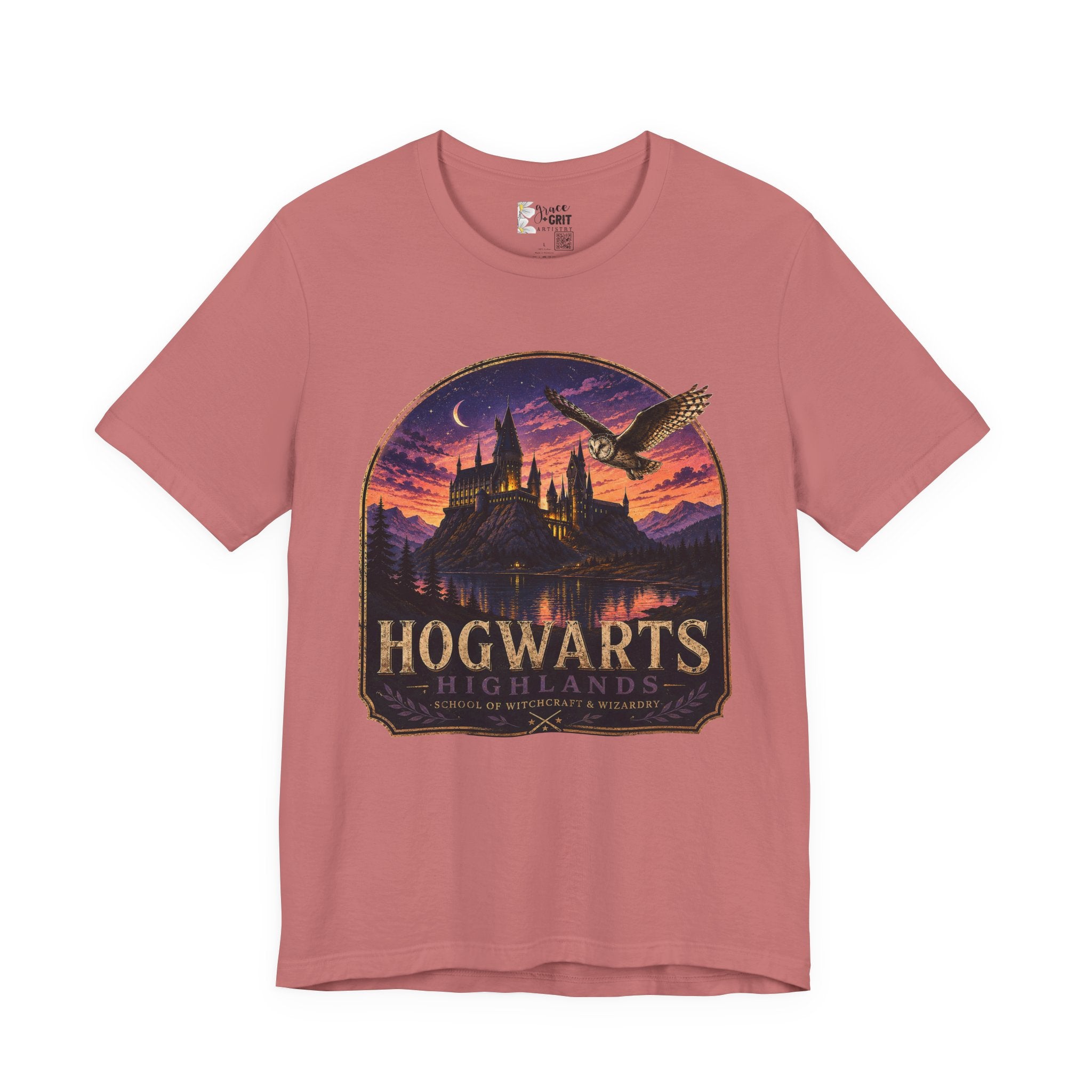 Hogwarts Highlands Graphic Tee — Sunset Castle Illustration T‑Shirt