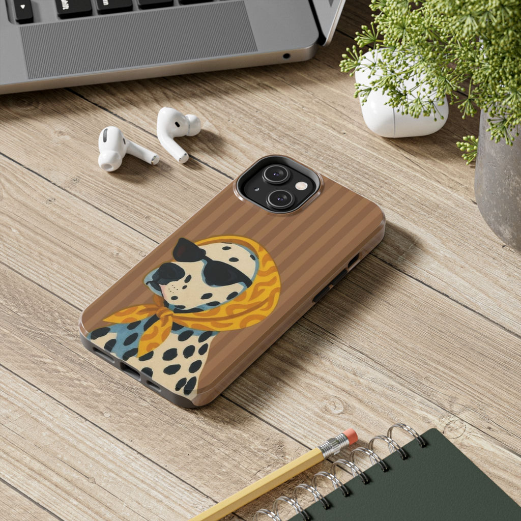 Dalmatian in Scarf Tough Phone Case — Retro Dog Print Protective Cover