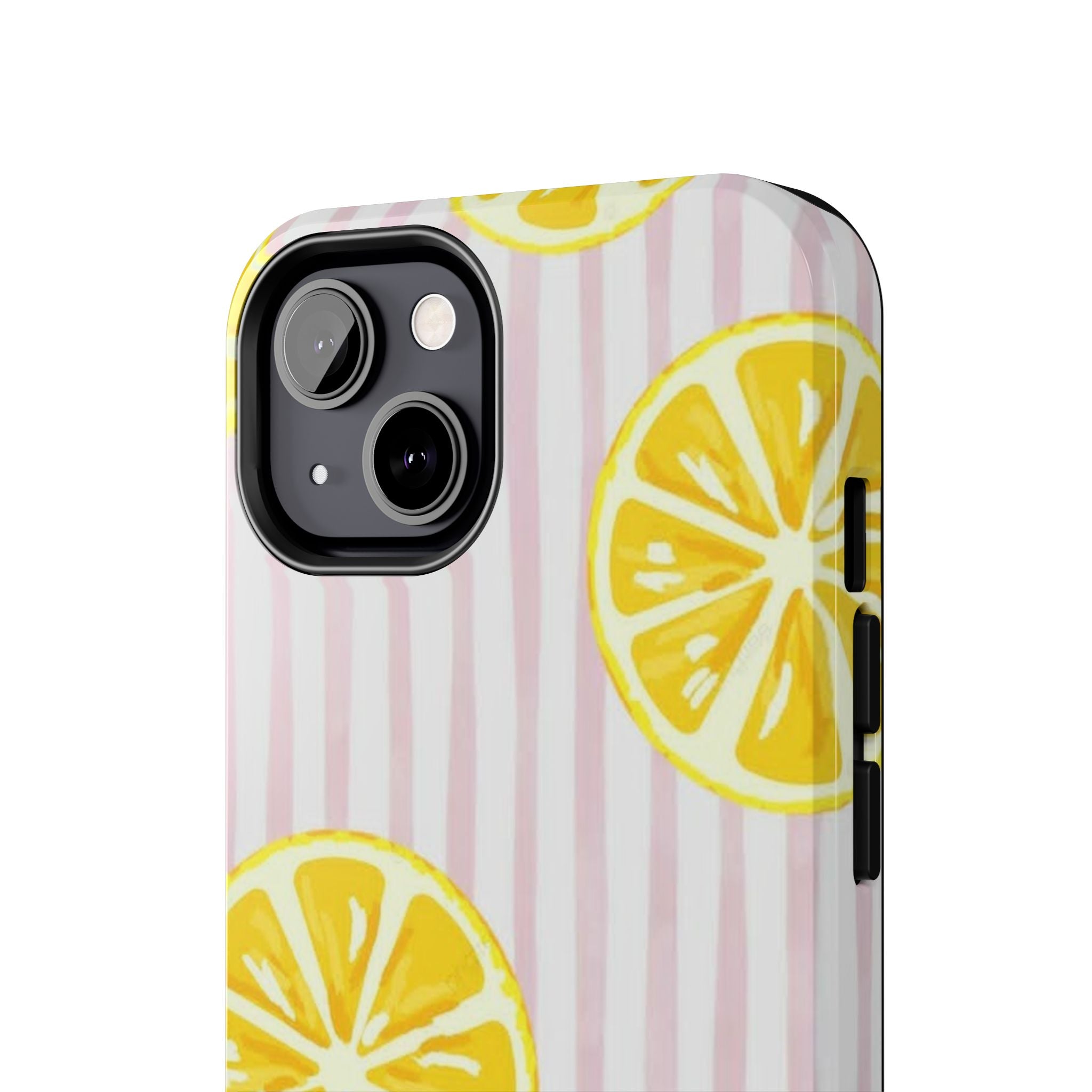 Lemon Slice Tough Phone Case — Pink Stripe Summer Protective Cover