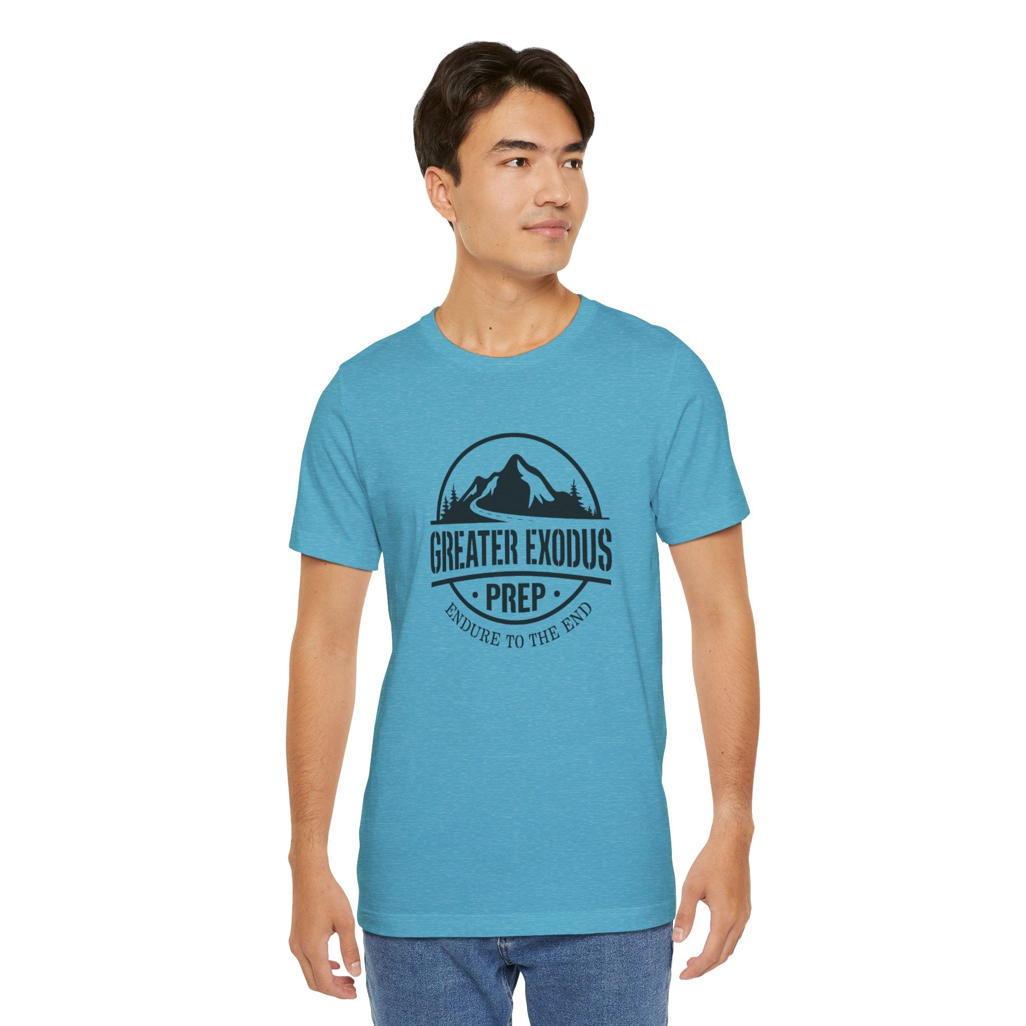 Greater Exodus Prep T-Shirt — Mountain Logo “Endure to the End” Adventure Tee