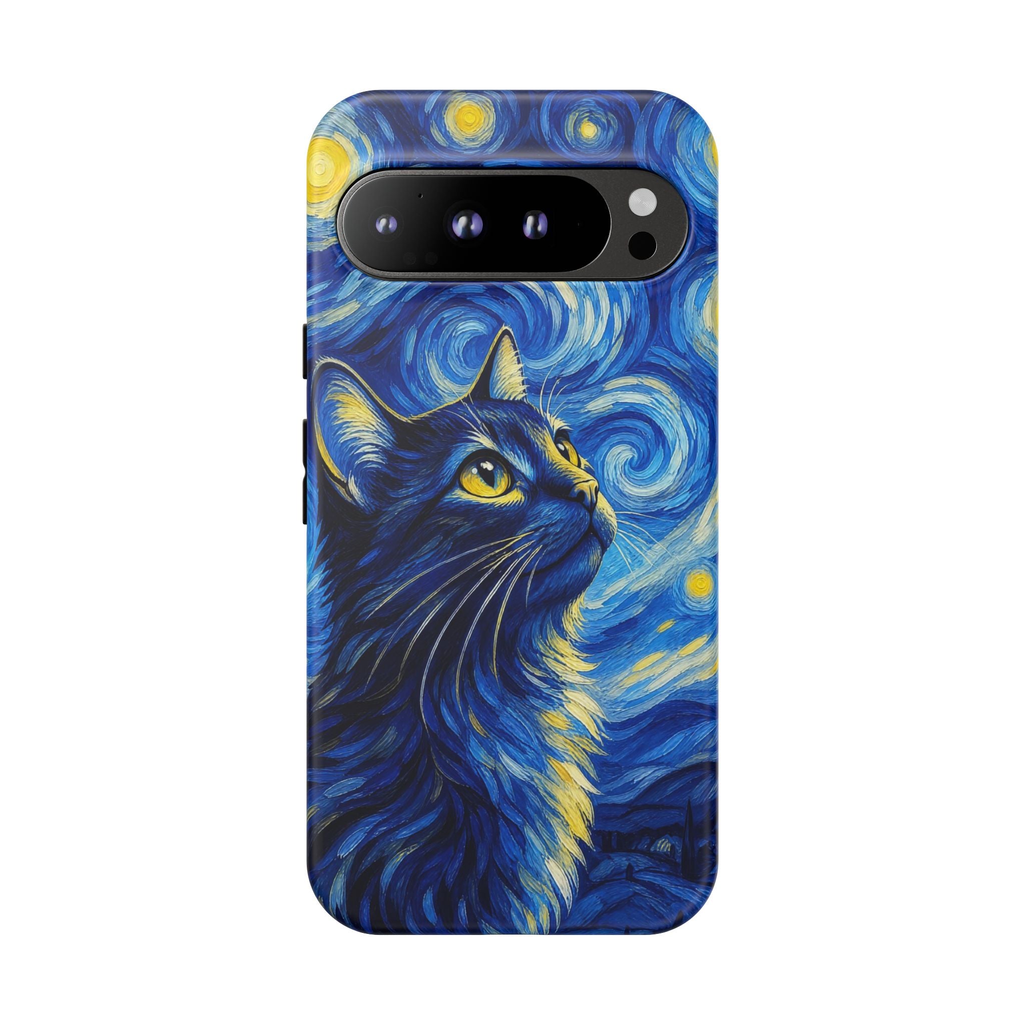 Starry Night Cat Phone Case — Van GoghStyle Blue Galaxy iPhone Cover