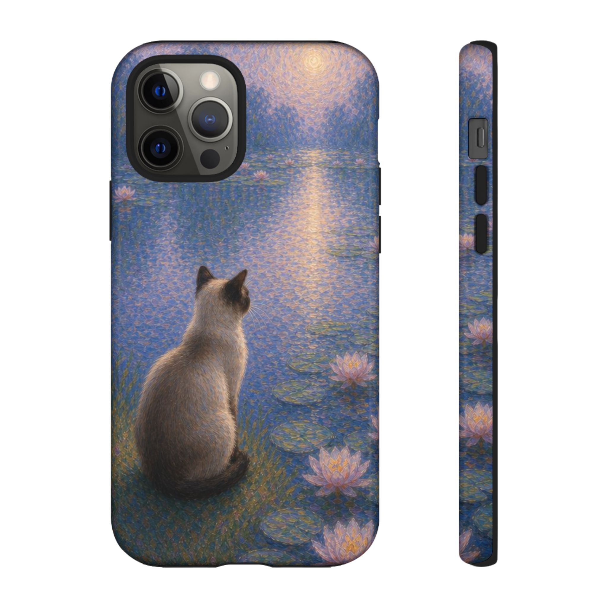 Cat Moonlight Phone Case — Serene Siamese by Lily Pond