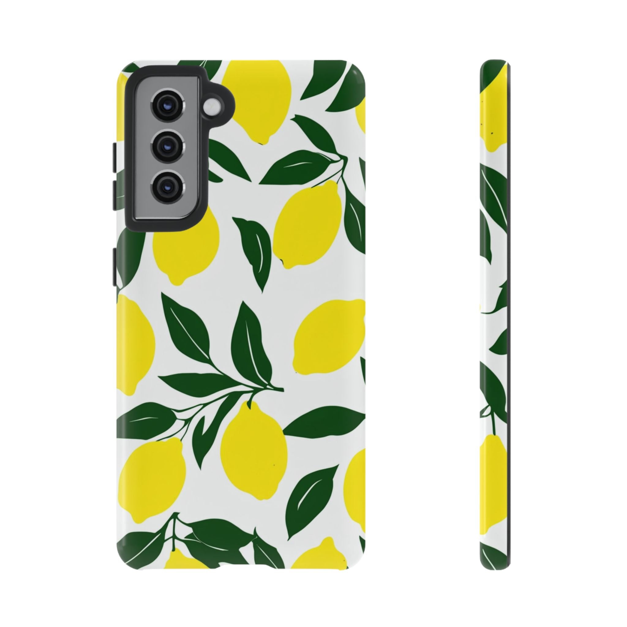Lemon Pattern Tough Phone Case — Bright Citrus Protective Cover