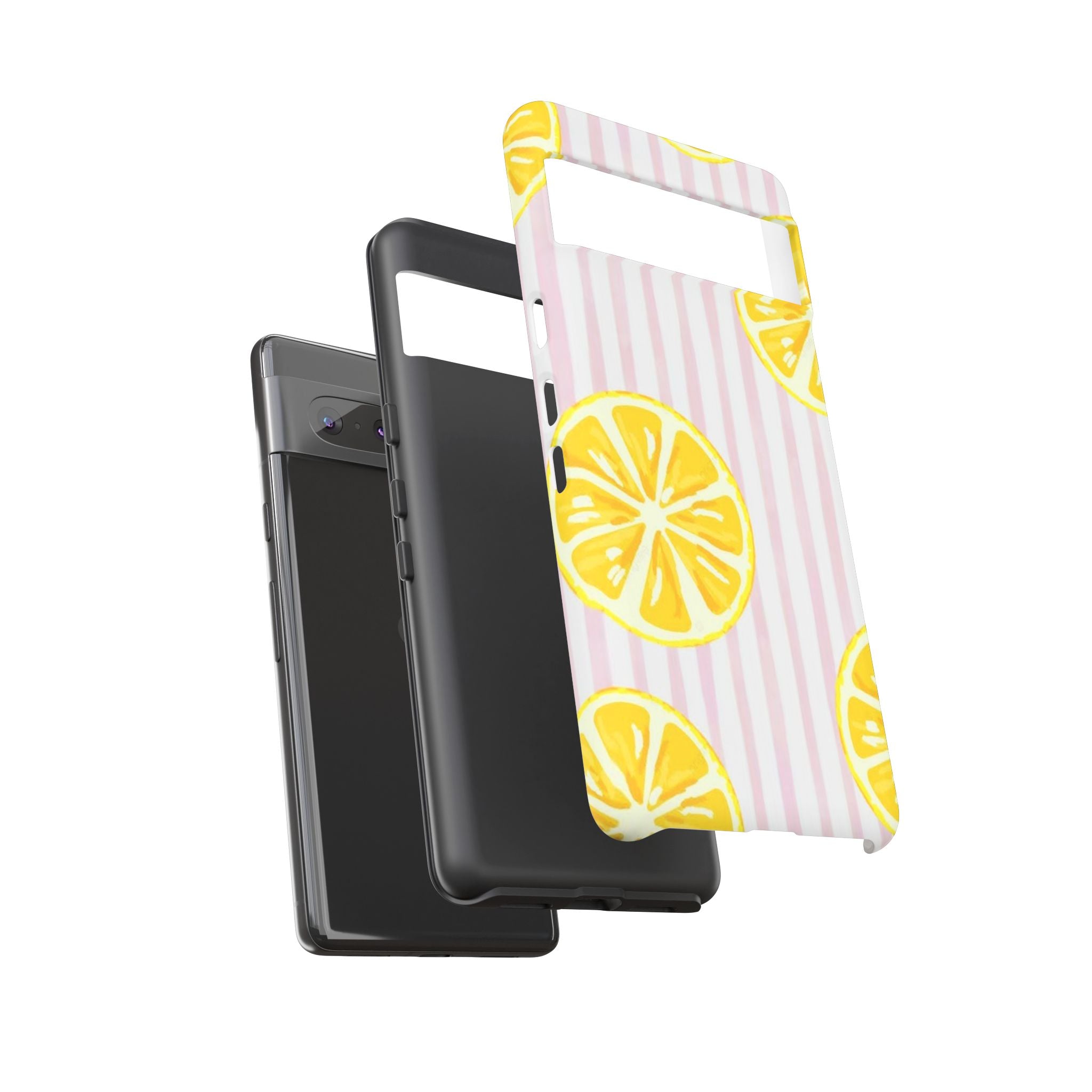 Lemon Slices Tough Case — Cute Pink Stripe Phone Cover