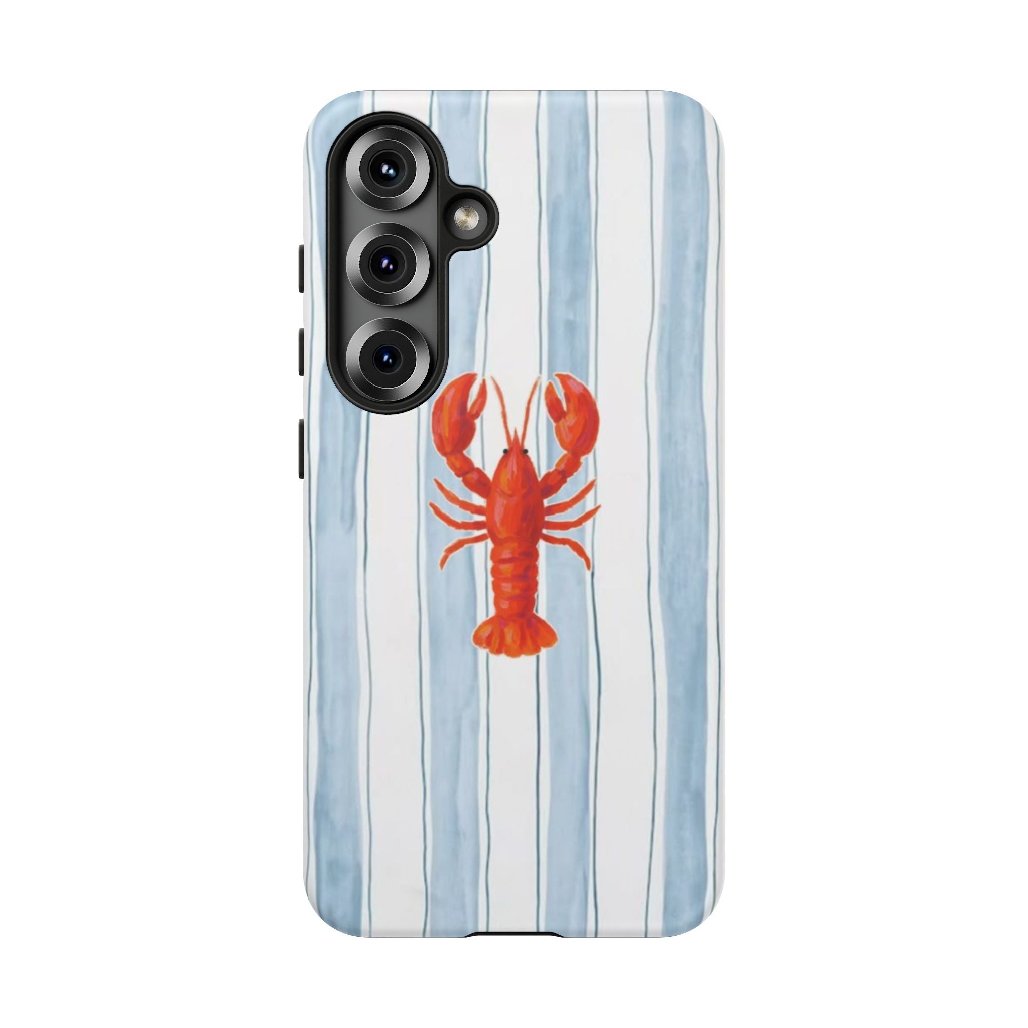 Lobster Stripe Phone Case — Nautical Blue & White Protective Cover