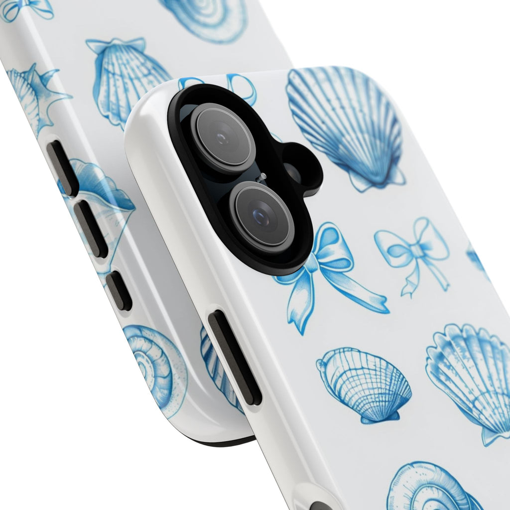 Seaside Shells Phone Case — Blue Nautical Shell & Starfish Pattern