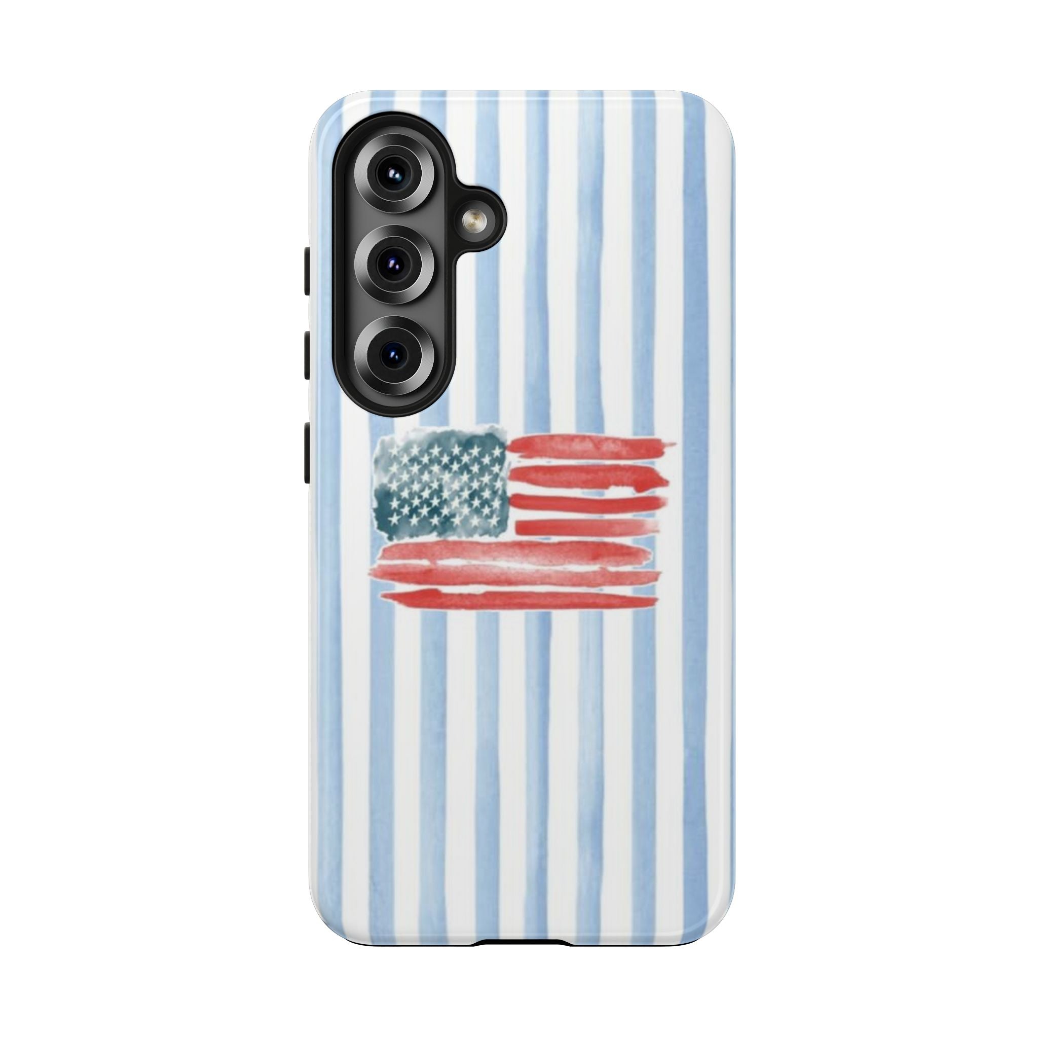 American Flag Watercolor Tough Phone Case — Blue Striped Patriotic Phone Case