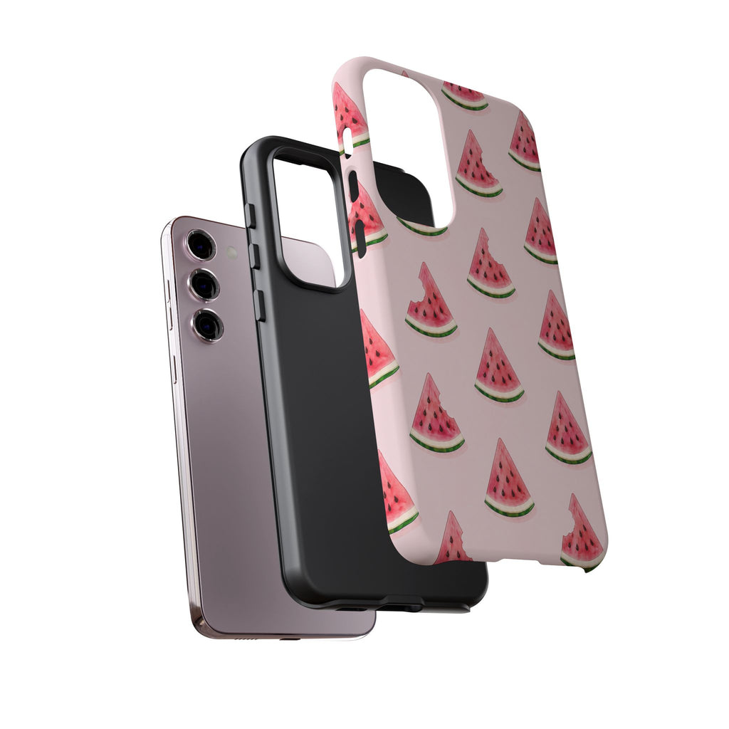 Watermelon Pattern Tough Phone Case — Pink Fruit Slice Protective Case