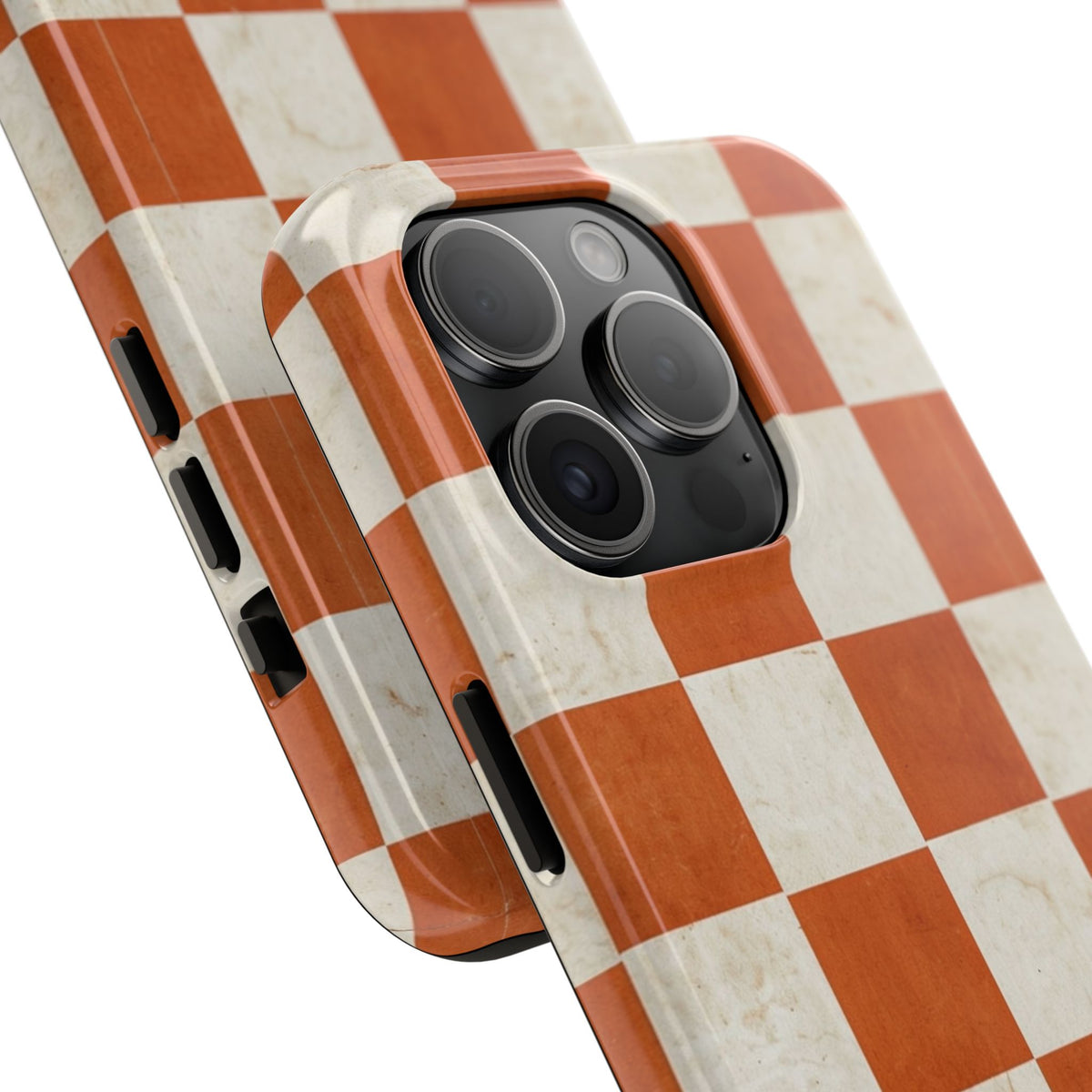 Orange and Cream Checkerboard Tough Phone Case