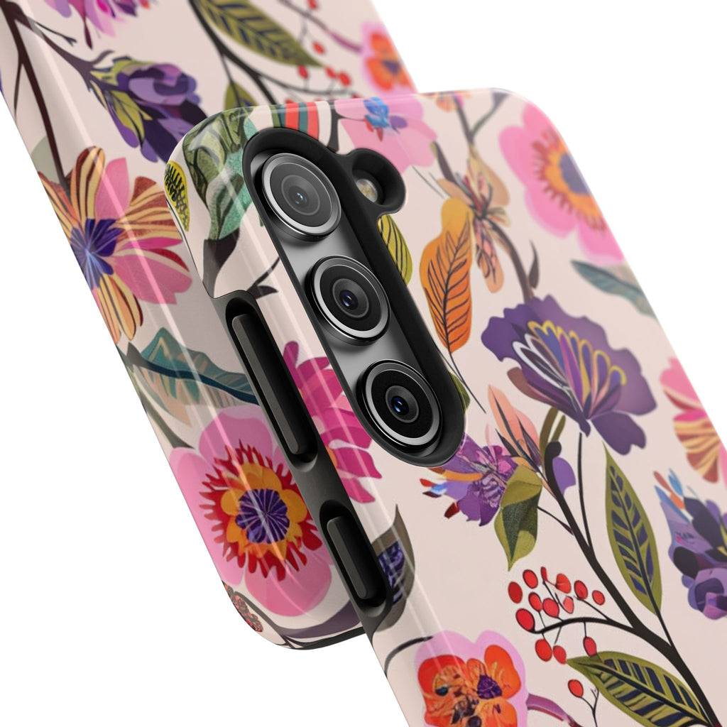 Floral Tough Phone Case – Colorful Botanical Flower Design