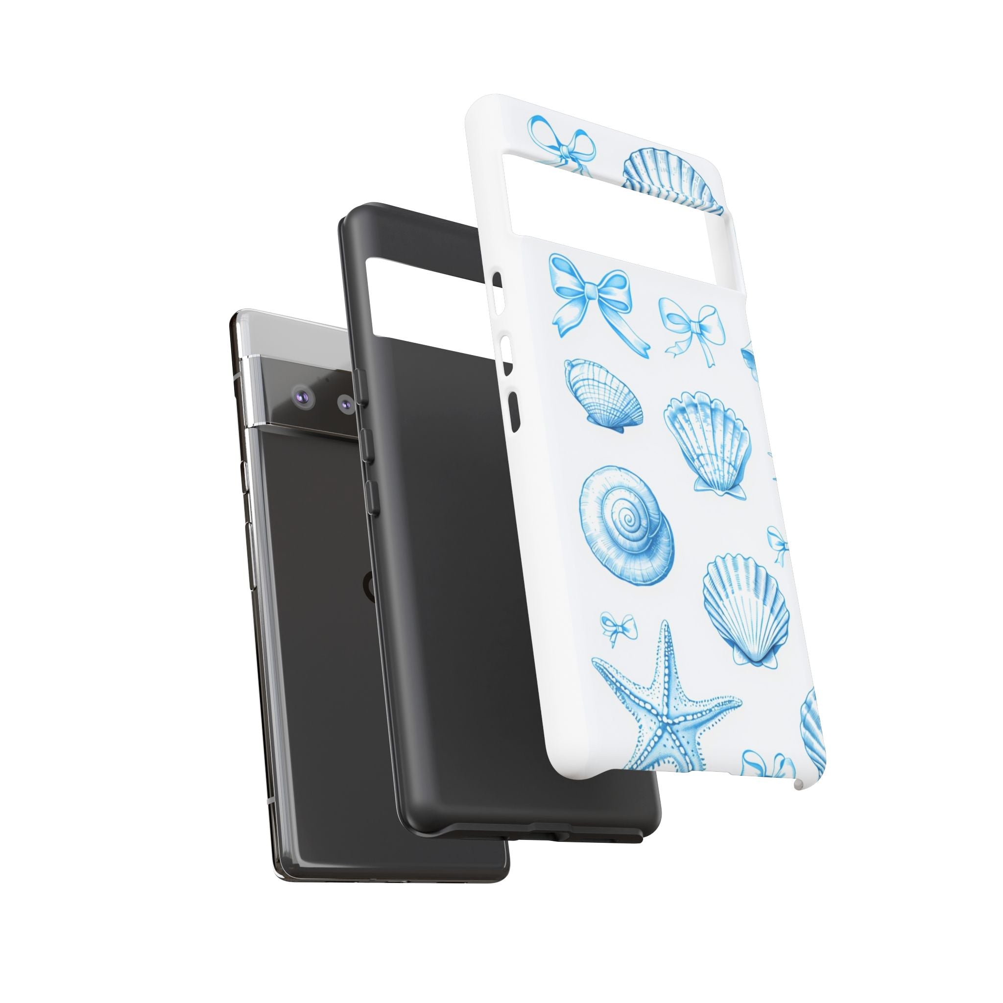 Seaside Shells Phone Case — Blue Nautical Shell & Starfish Pattern