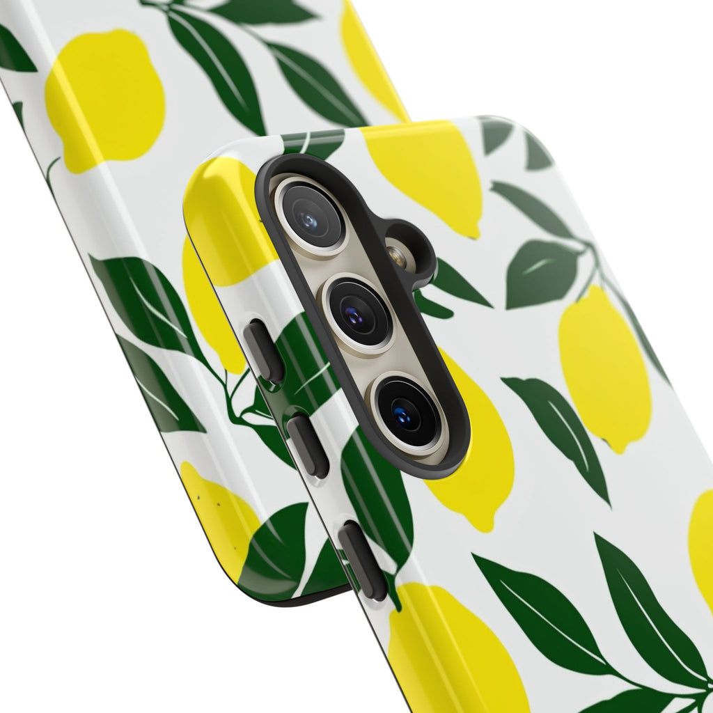 Lemon Pattern Tough Phone Case — Bright Citrus Protective Cover