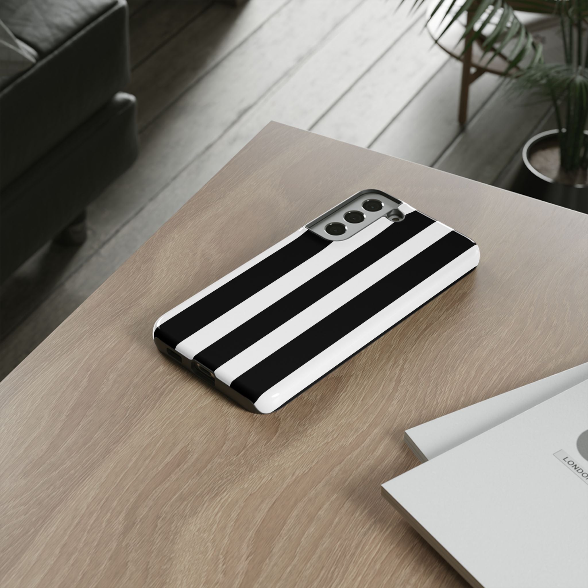 Black & White Vertical Stripe Phone Case — Tough Protective iPhone Cover