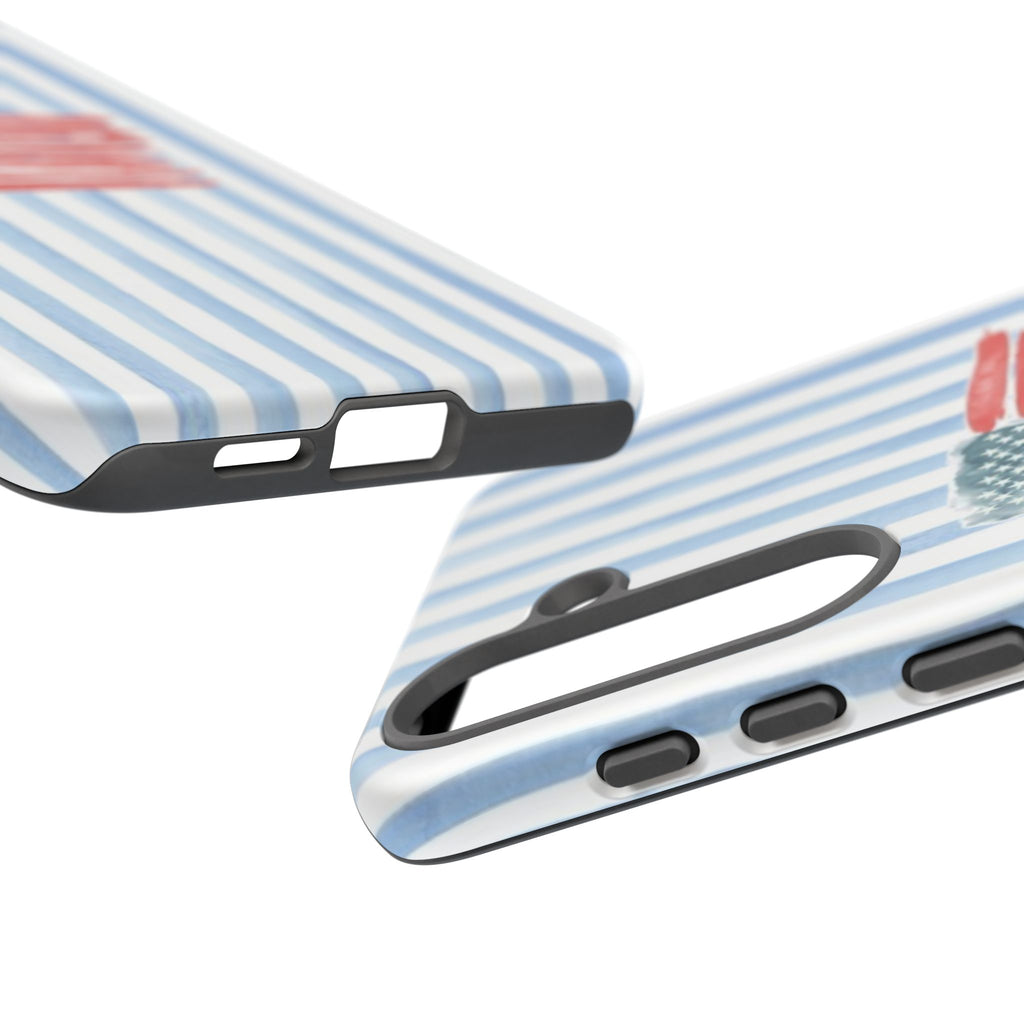 American Flag Watercolor Phone Case - Blue Stripe Tough Case