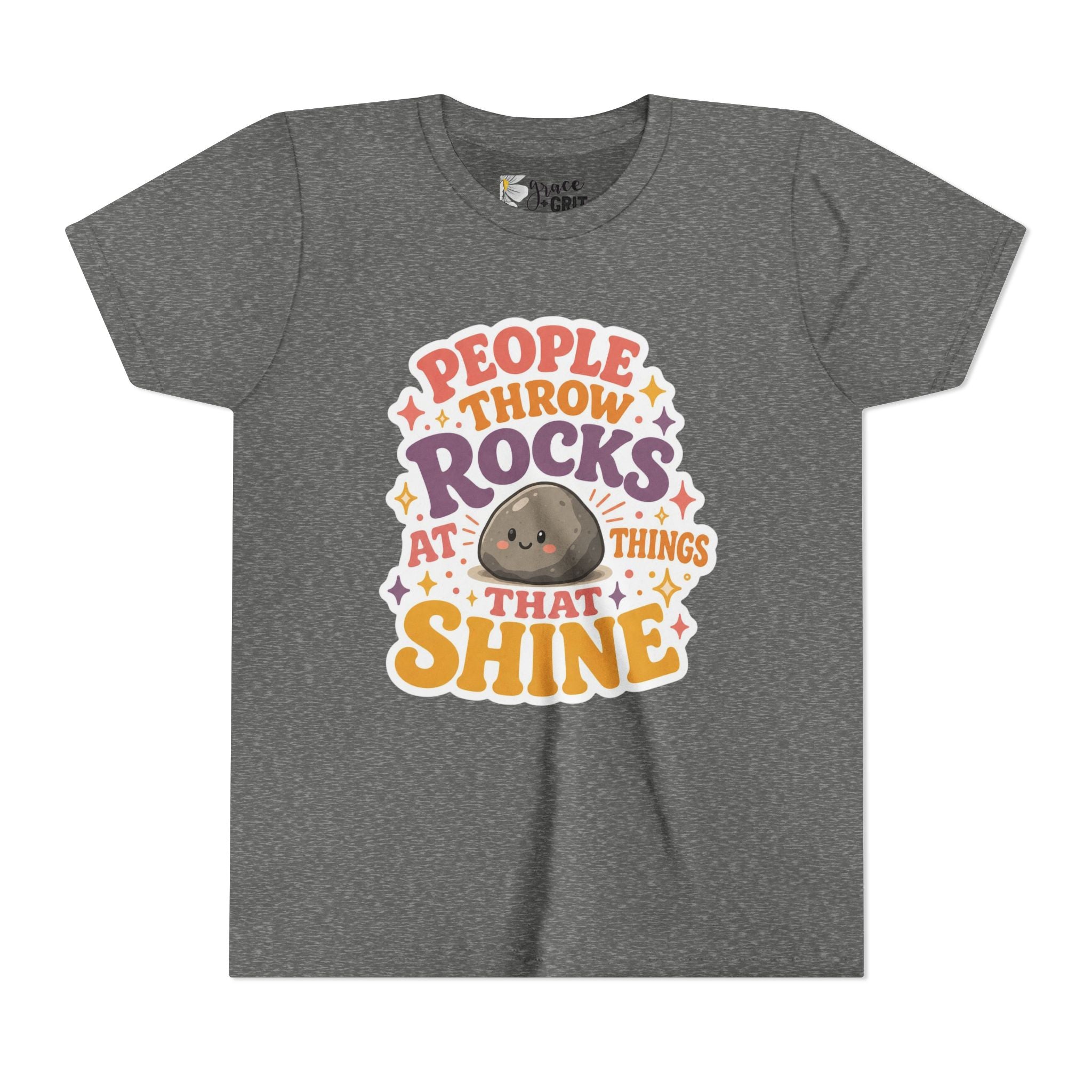 Youth Tee — "People Throw Rocks at Things That Shine" Positive Graphic Tee