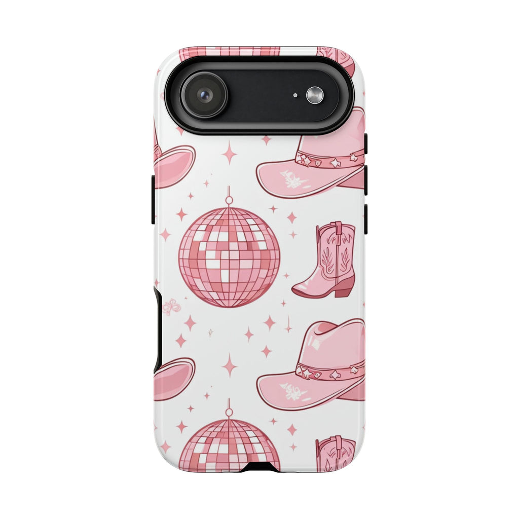 Pink Cowboy Boots & Disco Balls Tough Phone Case