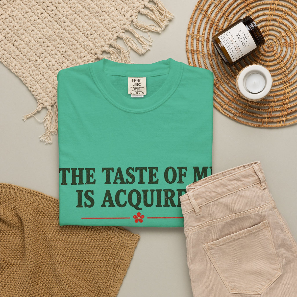 T-Shirt — "The Taste of Me Is Acquired" Funny Self-Description Tee