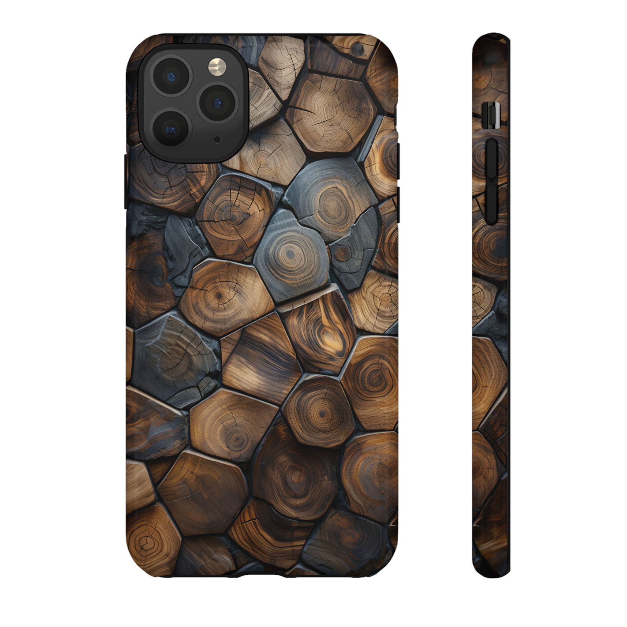 Wood Grain Hex Phone Case — Rustic Geometric iPhone Protection