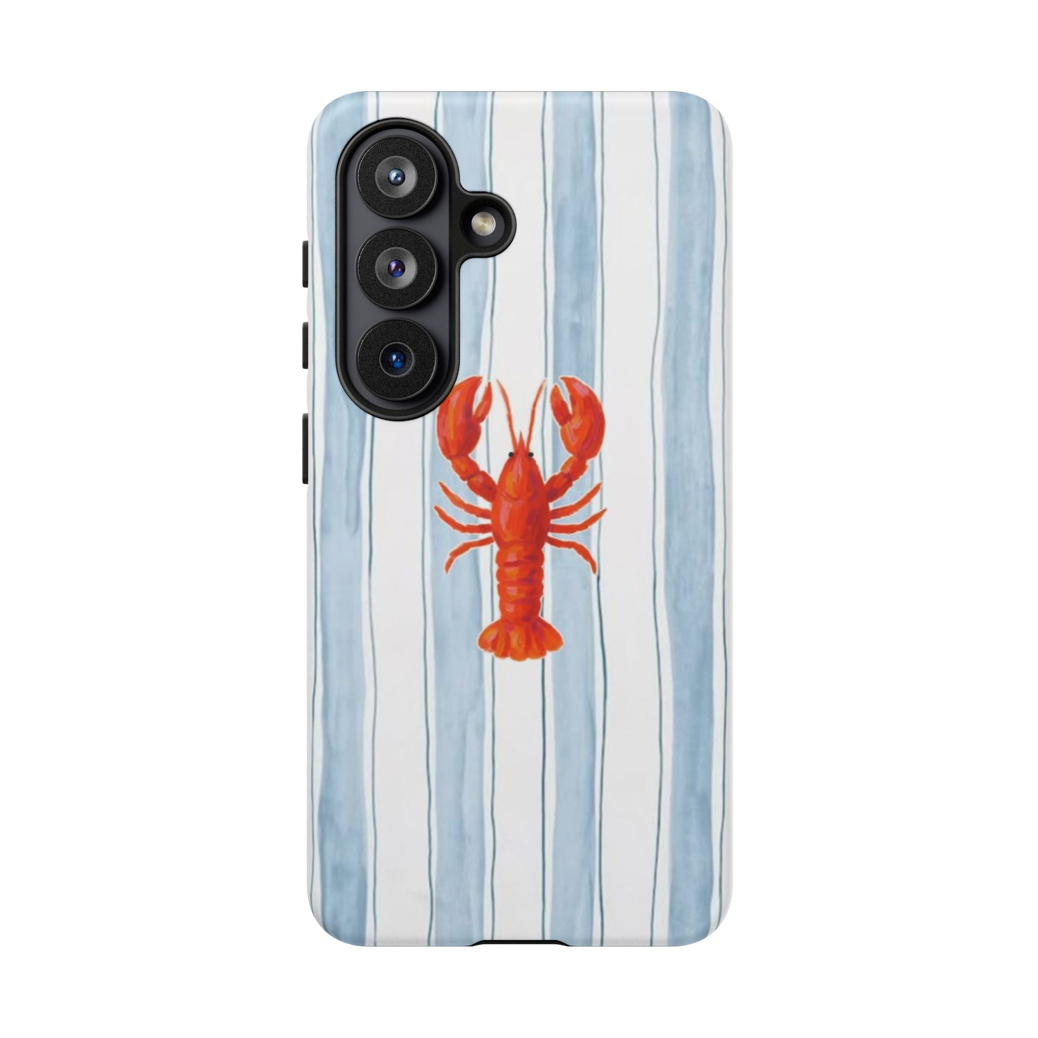 Lobster Stripe Phone Case — Nautical Blue & White Protective Cover