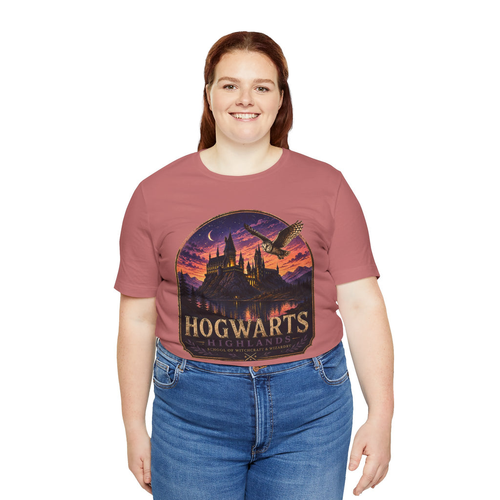 Hogwarts Highlands Graphic Tee — Sunset Castle Illustration T‑Shirt
