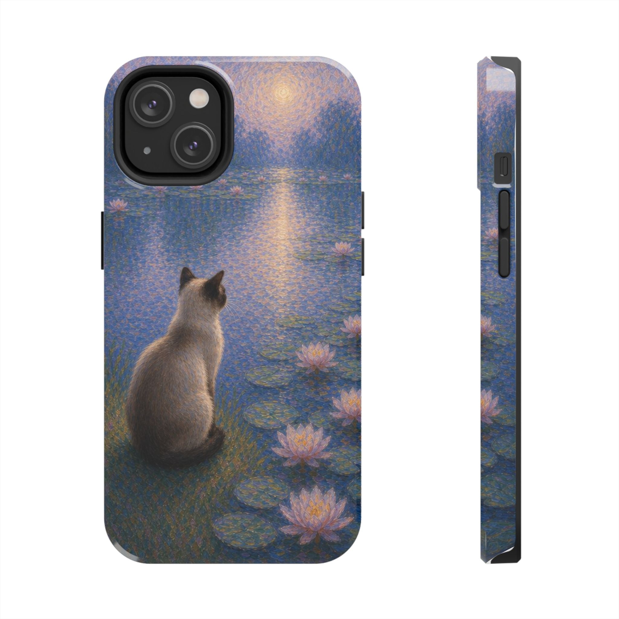 Siamese Cat by Moonlight Tough Phone Case – Waterlily Dream Protective Cover