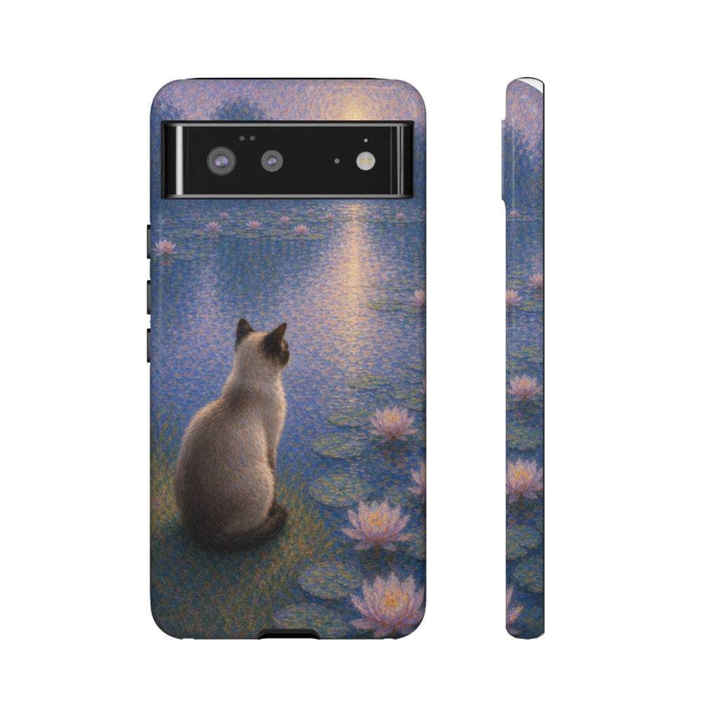 Cat Moonlight Phone Case — Serene Siamese by Lily Pond
