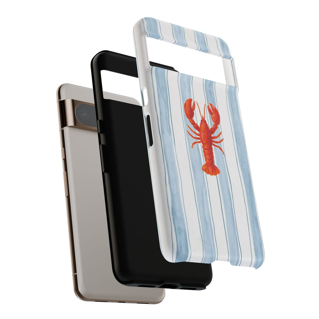 Lobster Stripe Phone Case — Nautical Blue & White Protective Cover
