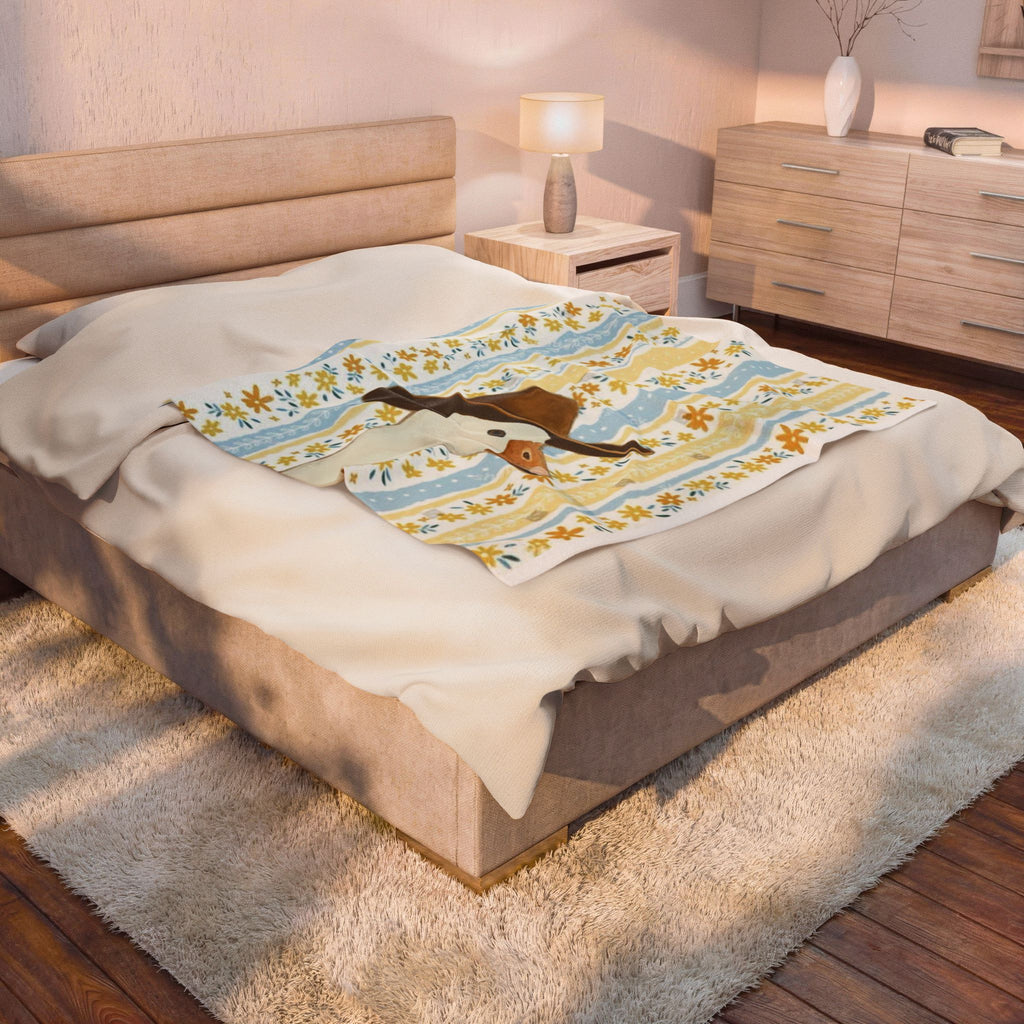 Cowboy Goose Velveteen Plush Blanket – Cute Farm Animal Throw for Nursery & Cozy Home Decor