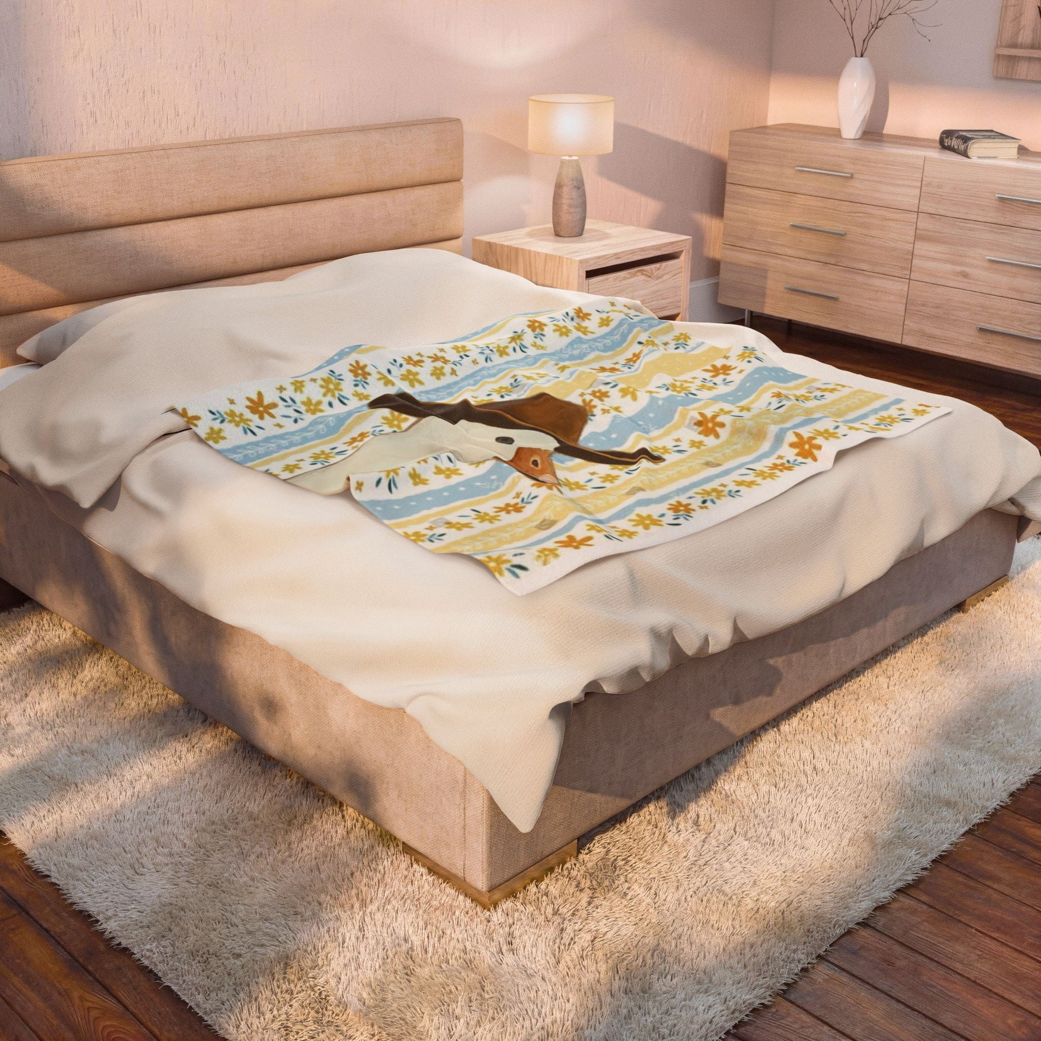 Cowboy Goose Velveteen Plush Blanket – Cute Farm Animal Throw for Nursery & Cozy Home Decor