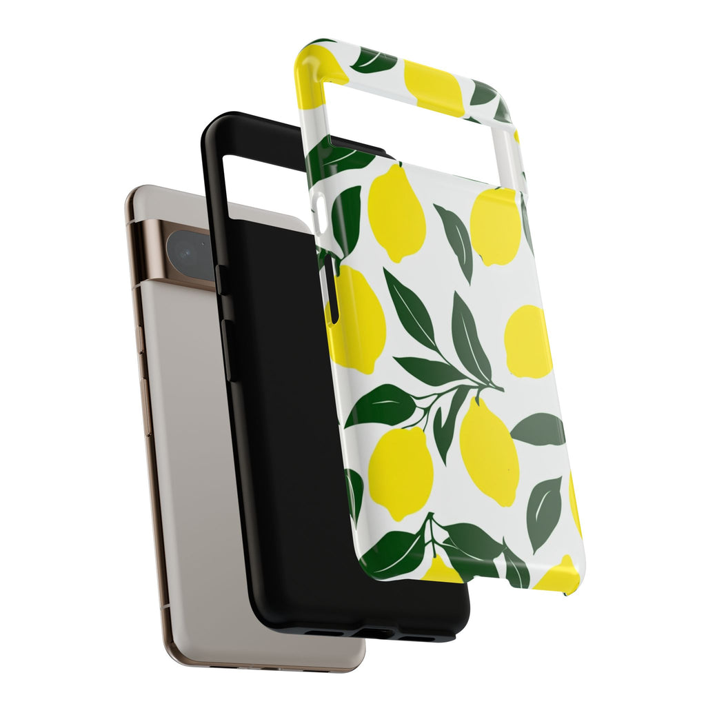 Lemon Pattern Tough Phone Case — Bright Citrus Protective Cover