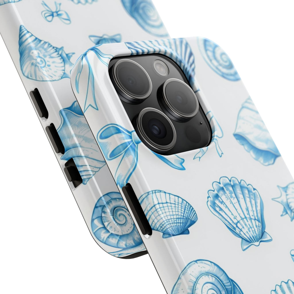 Seashell Blue Tough Phone Case – Coastal Shell Pattern Protective Cover