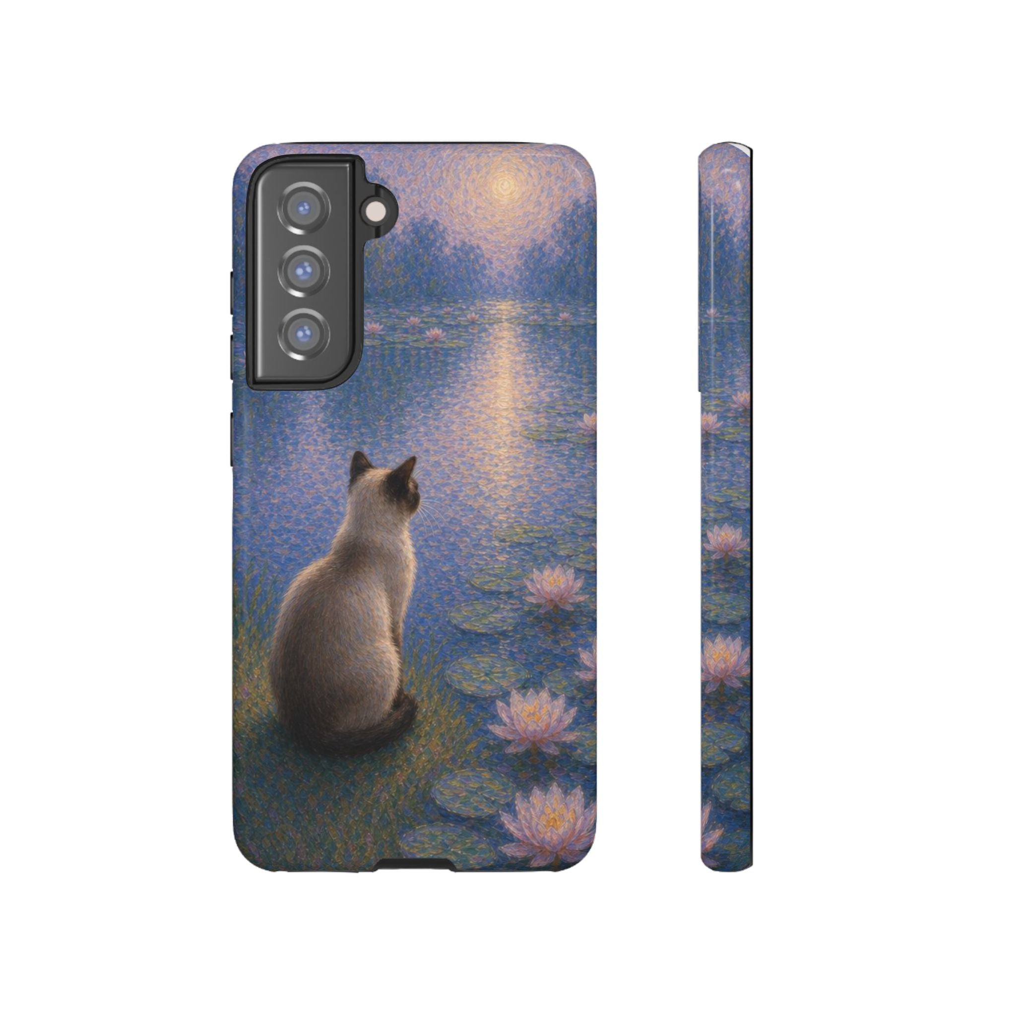Cat Moonlight Phone Case — Serene Siamese by Lily Pond