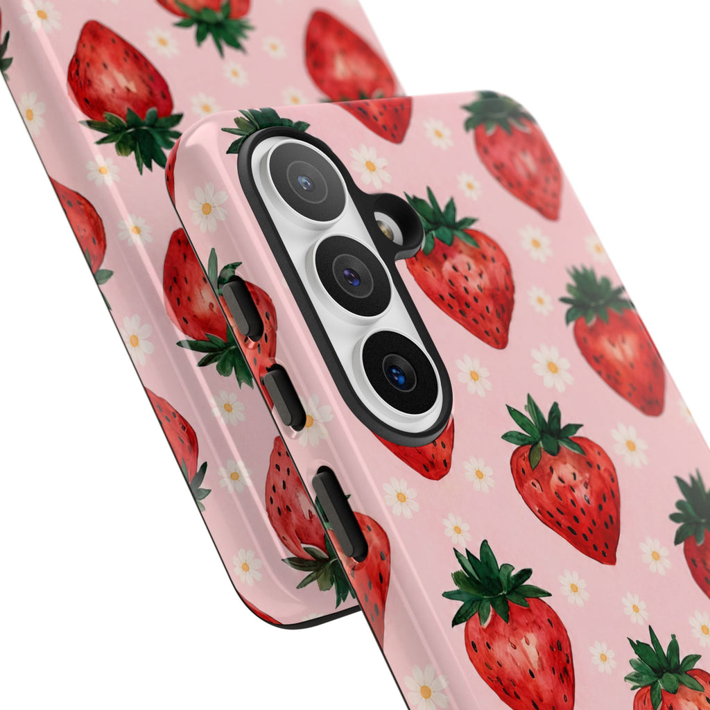 Strawberry Pattern Tough Case — Cute Pink Fruit Phone Case