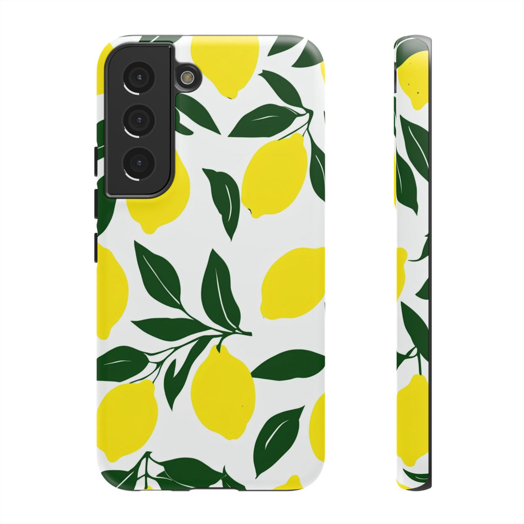 Lemon Pattern Tough Phone Case — Bright Citrus Protective Cover