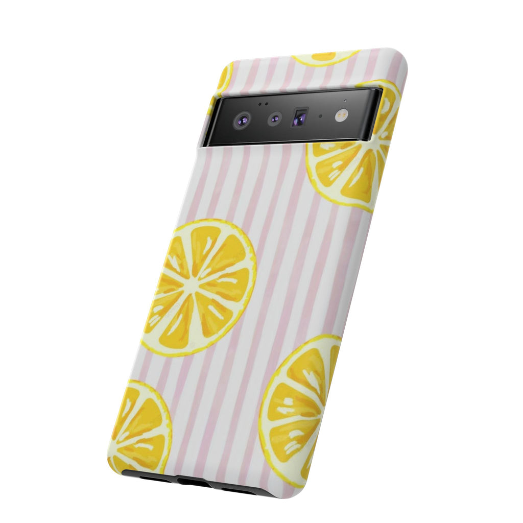 Lemon Slices Tough Case — Cute Pink Stripe Phone Cover