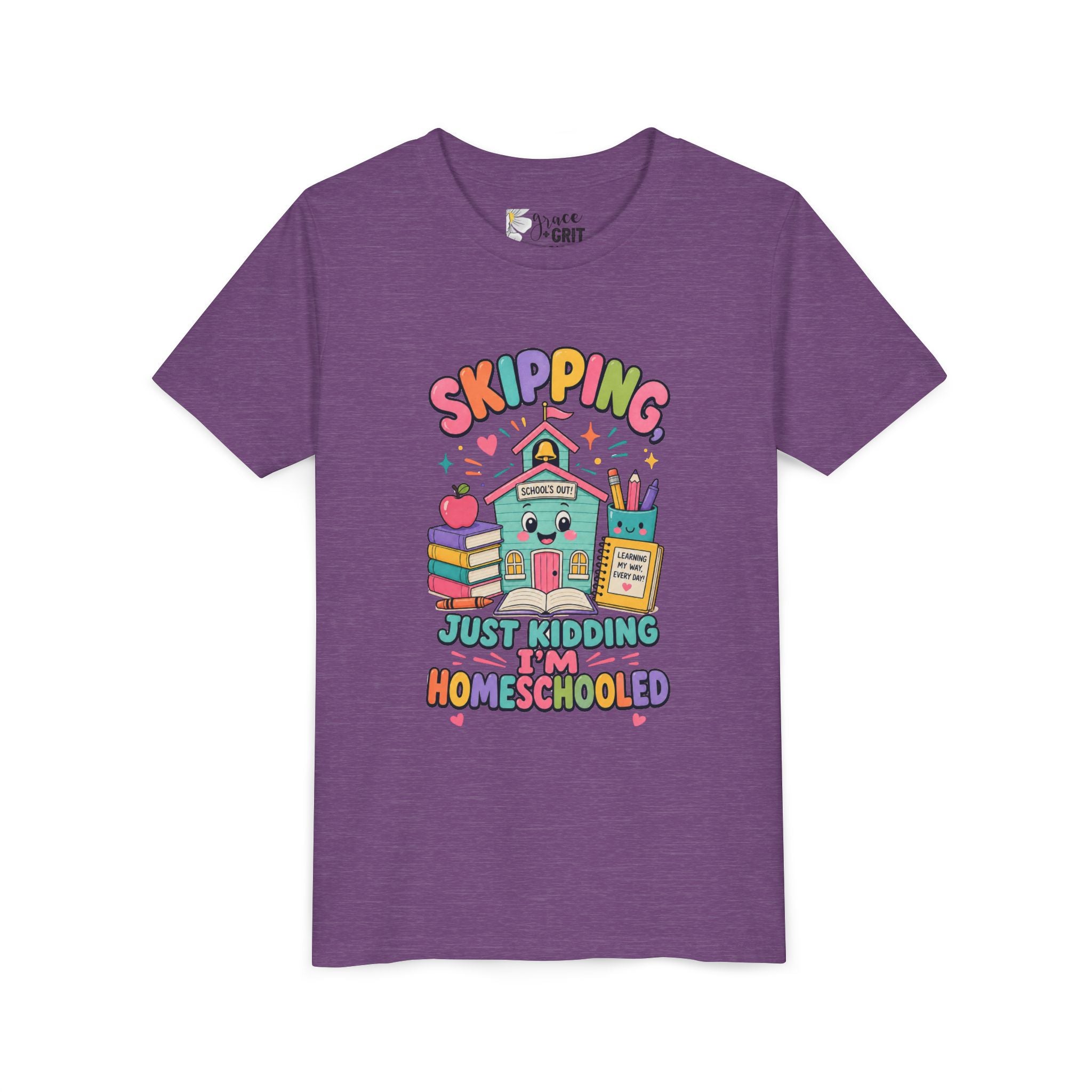 Youth Tee — "Skipping Just Kidding I'm Homeschooled" Cute Homeschooler Shirt