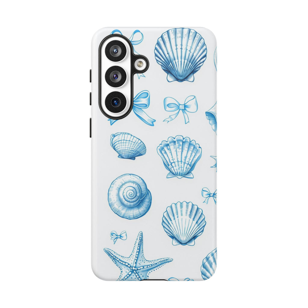 Seaside Shells Phone Case — Blue Nautical Shell & Starfish Pattern