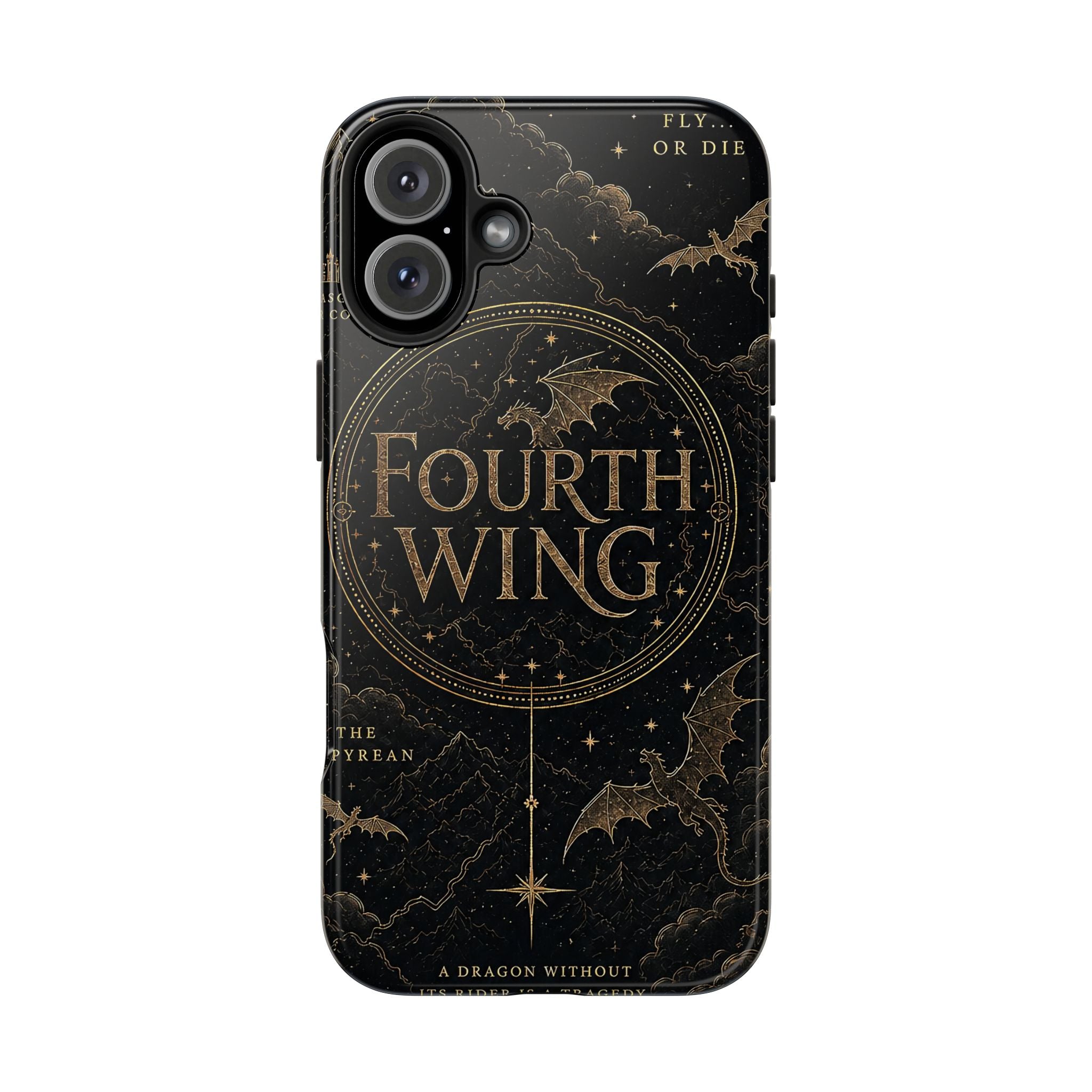 Fourth Wing Tough Phone Case — Dark Fantasy Dragon Design, 'Fly or Die' Quote