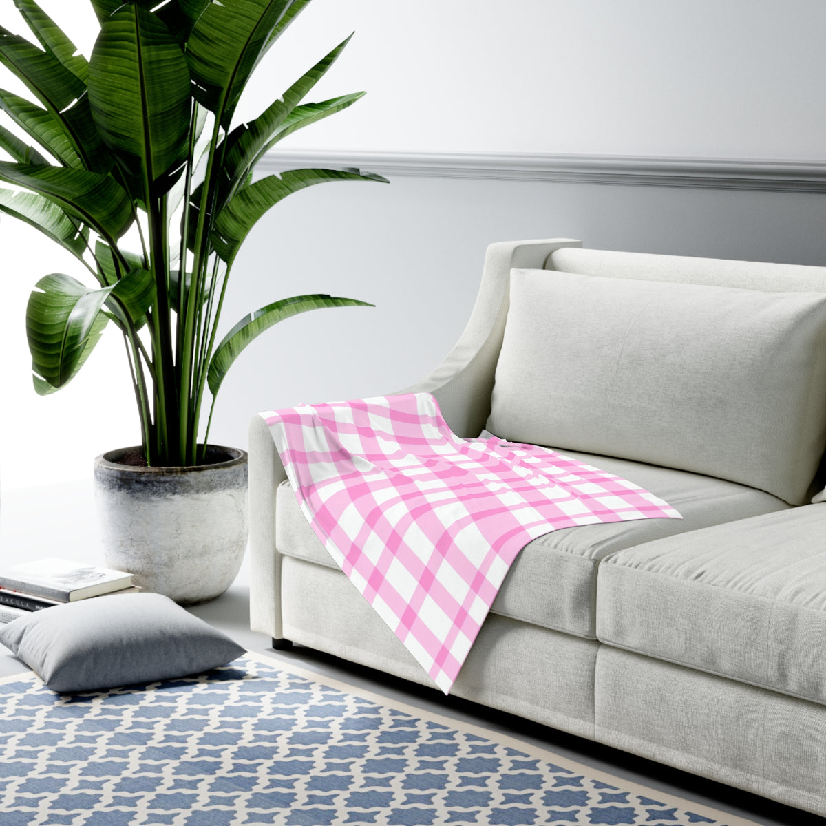 Pink Gingham Baby Swaddle Blanket
