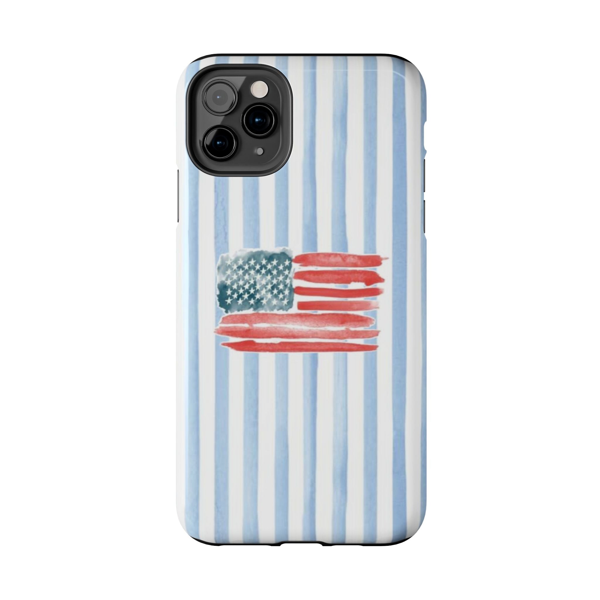 American Flag Watercolor Tough Phone Case — Blue Striped Patriotic Phone Case