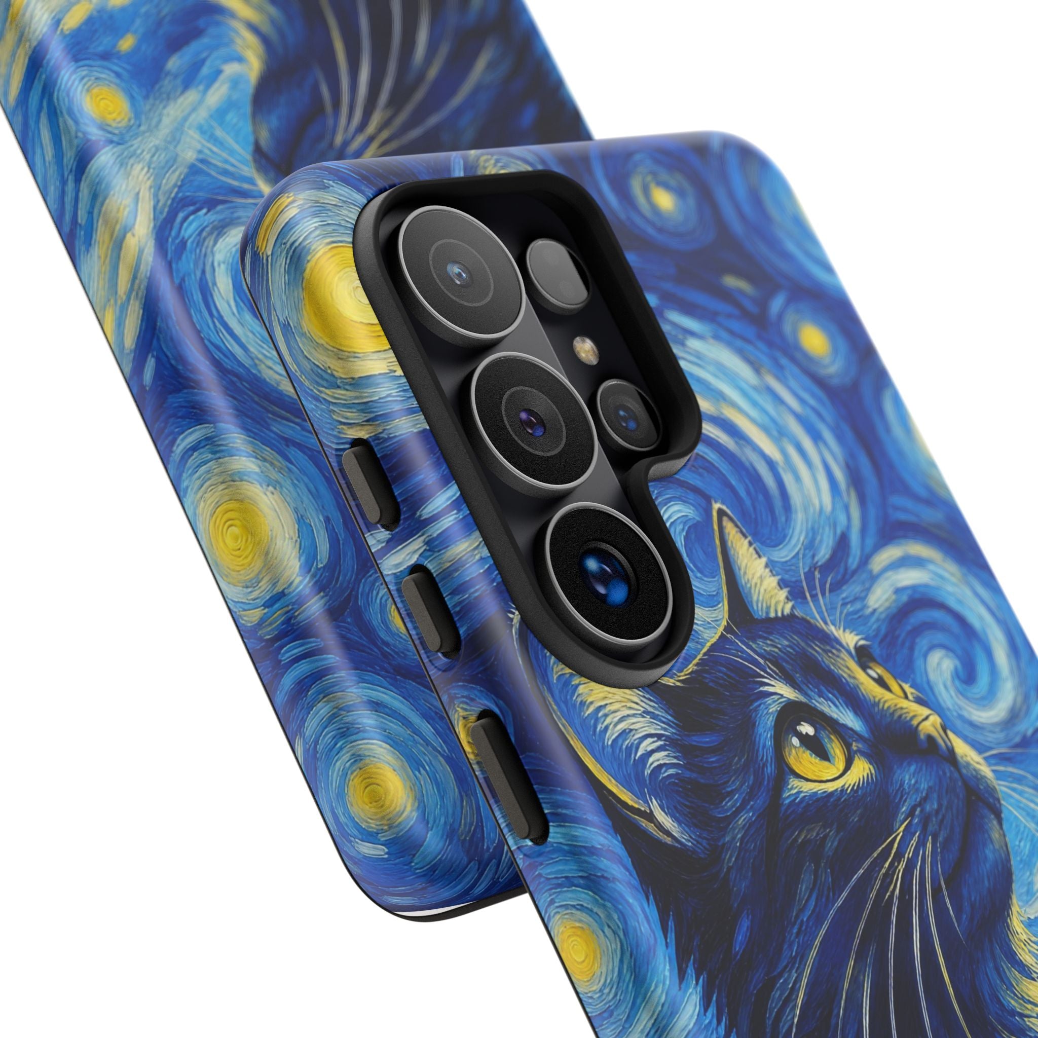 Starry Night Cat Phone Case — Van GoghStyle Blue Galaxy iPhone Cover