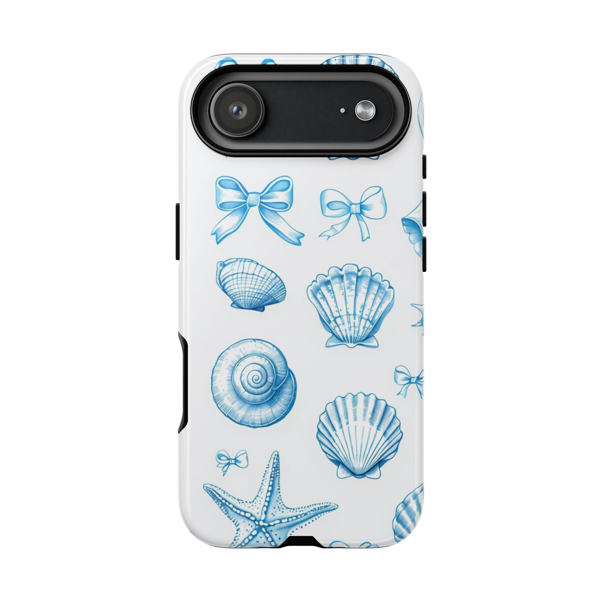 Seaside Shells Phone Case — Blue Nautical Shell & Starfish Pattern
