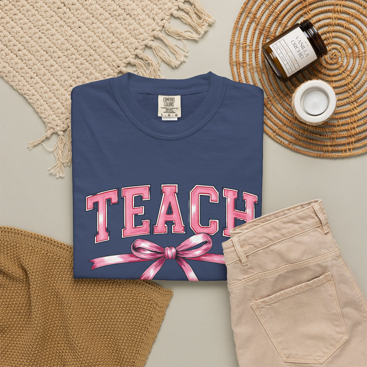 Teach Pink Bow Teacher T-Shirt