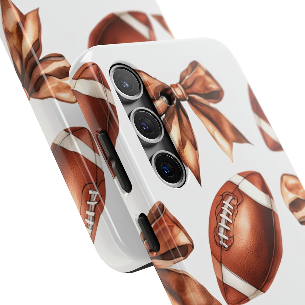 Tough Phone Case – Football & Bow Pattern