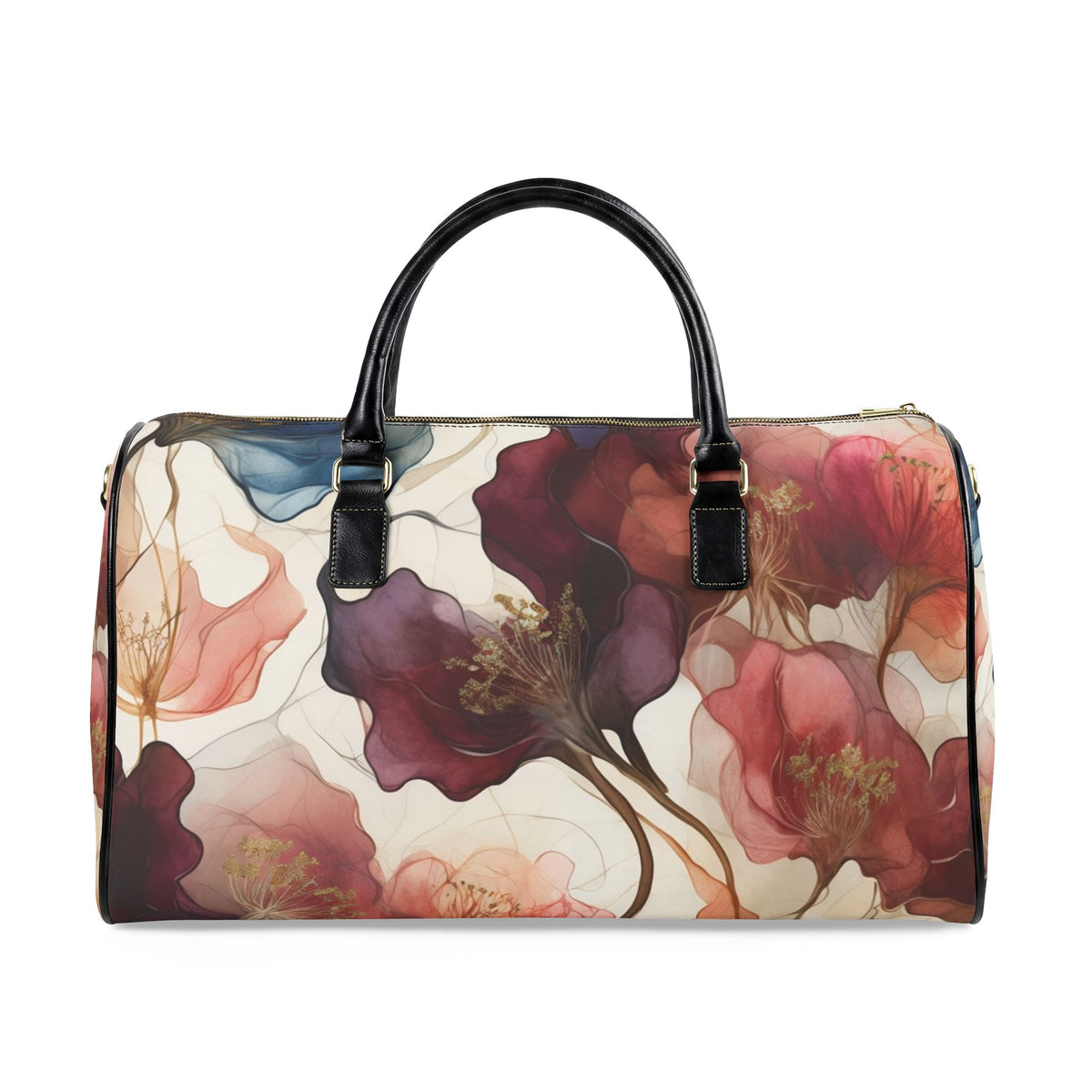 Floral Faux Leather Travel Bag