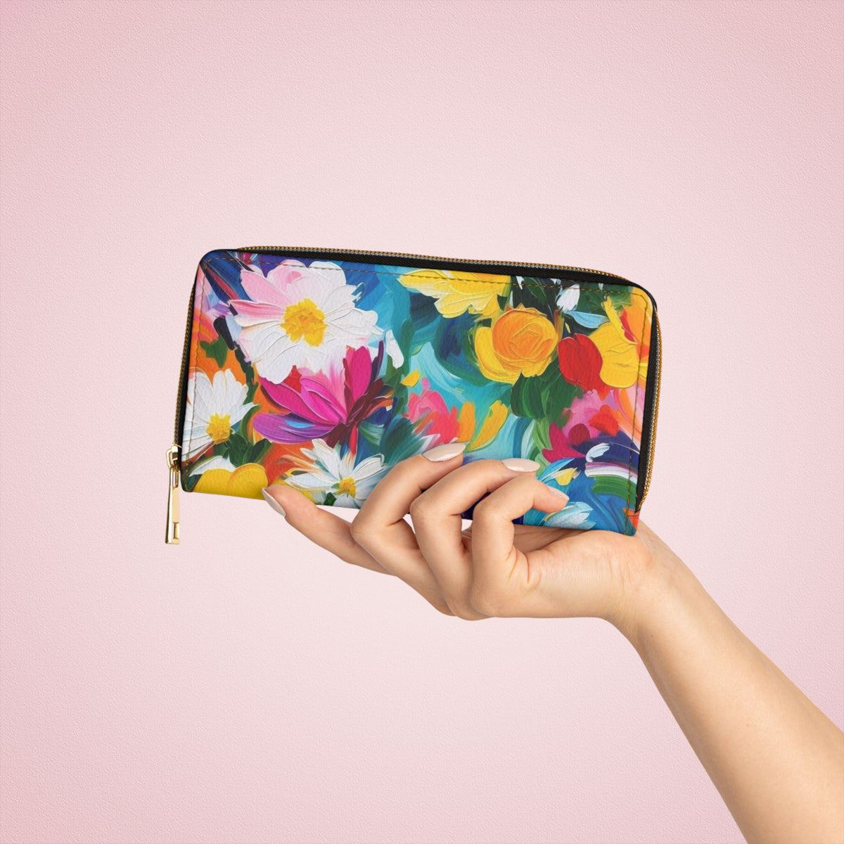 Colorful Floral Zipper Wallet